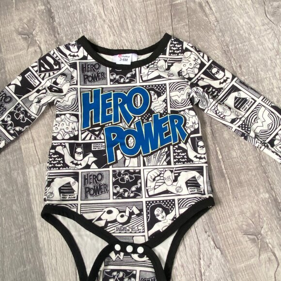 3-6 months DC Comics Superhero Baby Bodysuit Long Sleeve - Picture 1 of 3